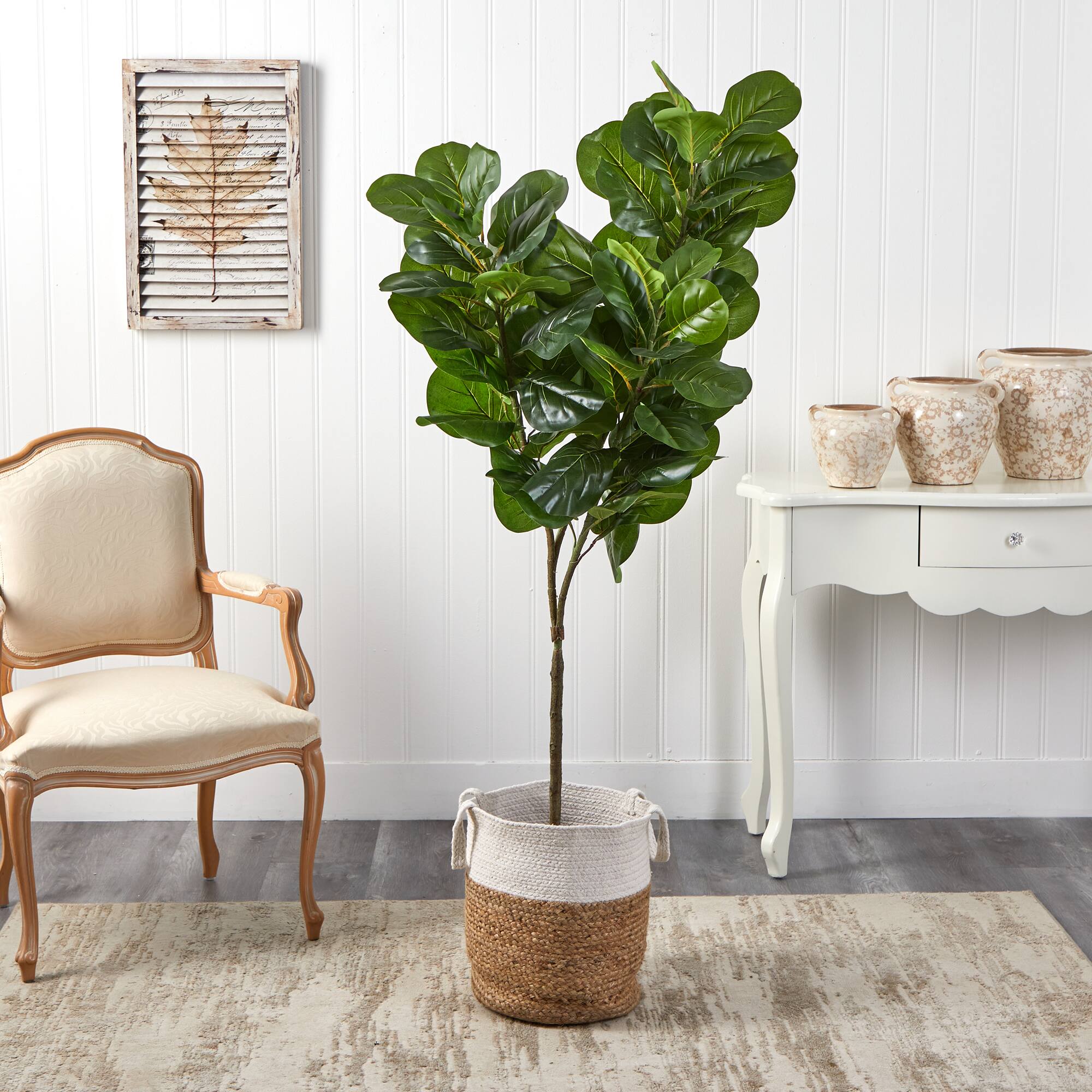 6ft. Fiddle Leaf Fig Artificial Tree in Handmade Natural Jute and Cotton Planter